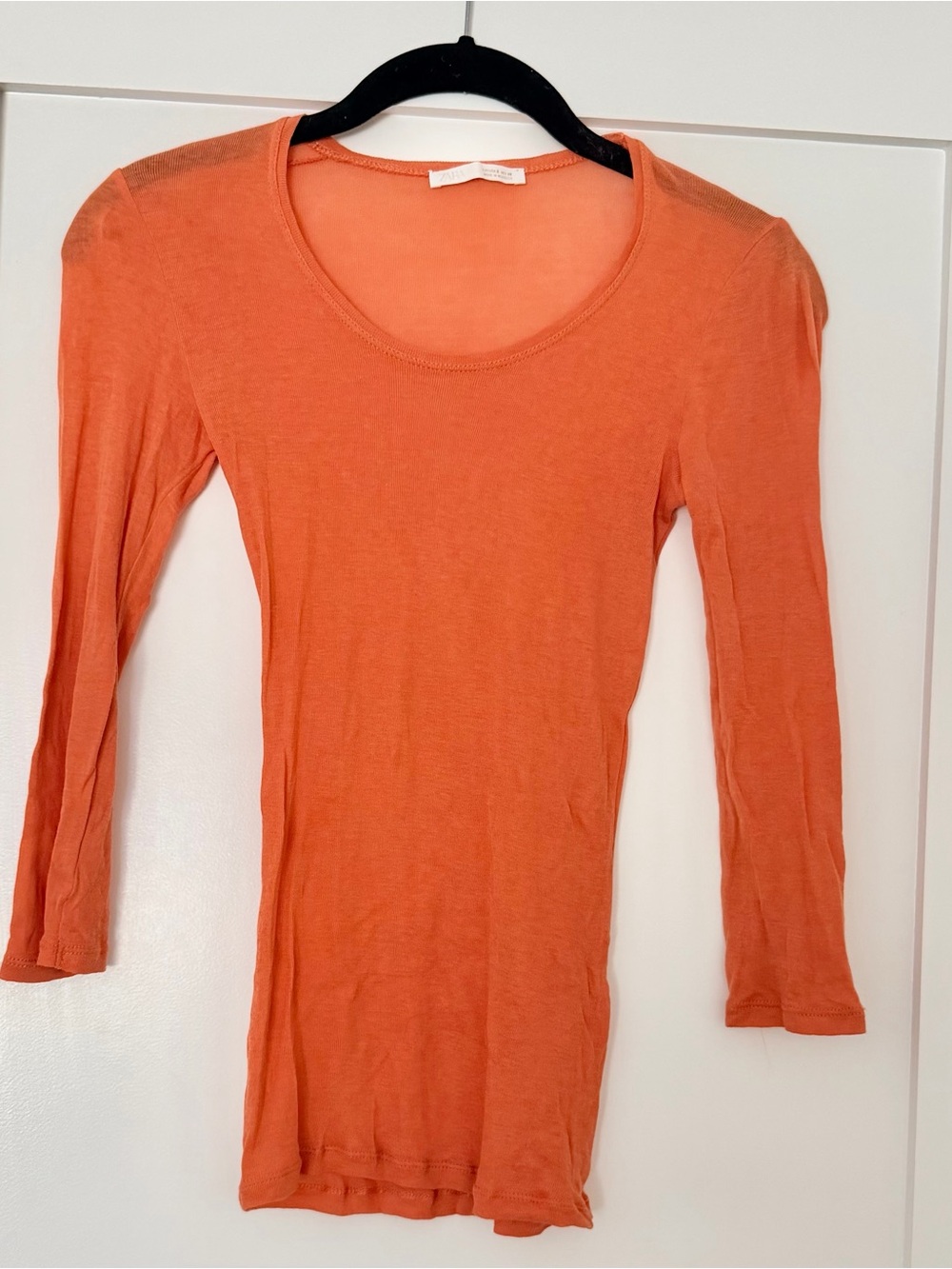 Zara orange semi sheer Supima top, S, NWOT